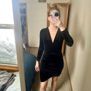 LBD Velvet Black Tight Dress Size M HUHOT